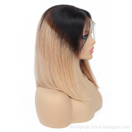 Shmily Wholesale Brazilian Human Hair wig vendors Unprocessed Virgin Human Hair 1b/27 Straight 13*4 Lace Front Wig